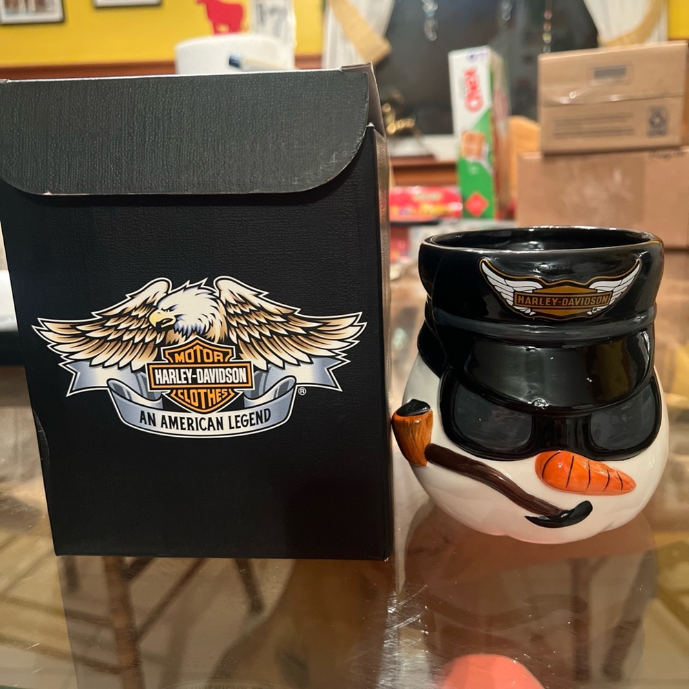 Harley-Davidson Black and White Snowman Mug